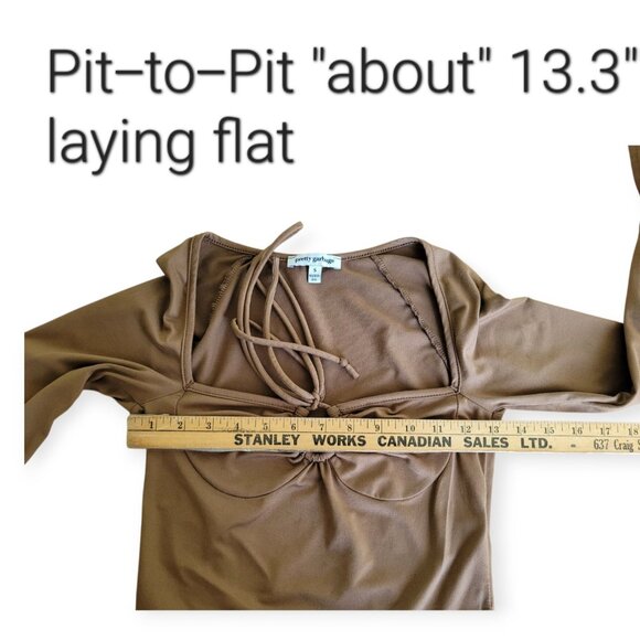 Brown Split Sleeve Keyhole Top by Pretty Garbage S - Picture 10 of 14